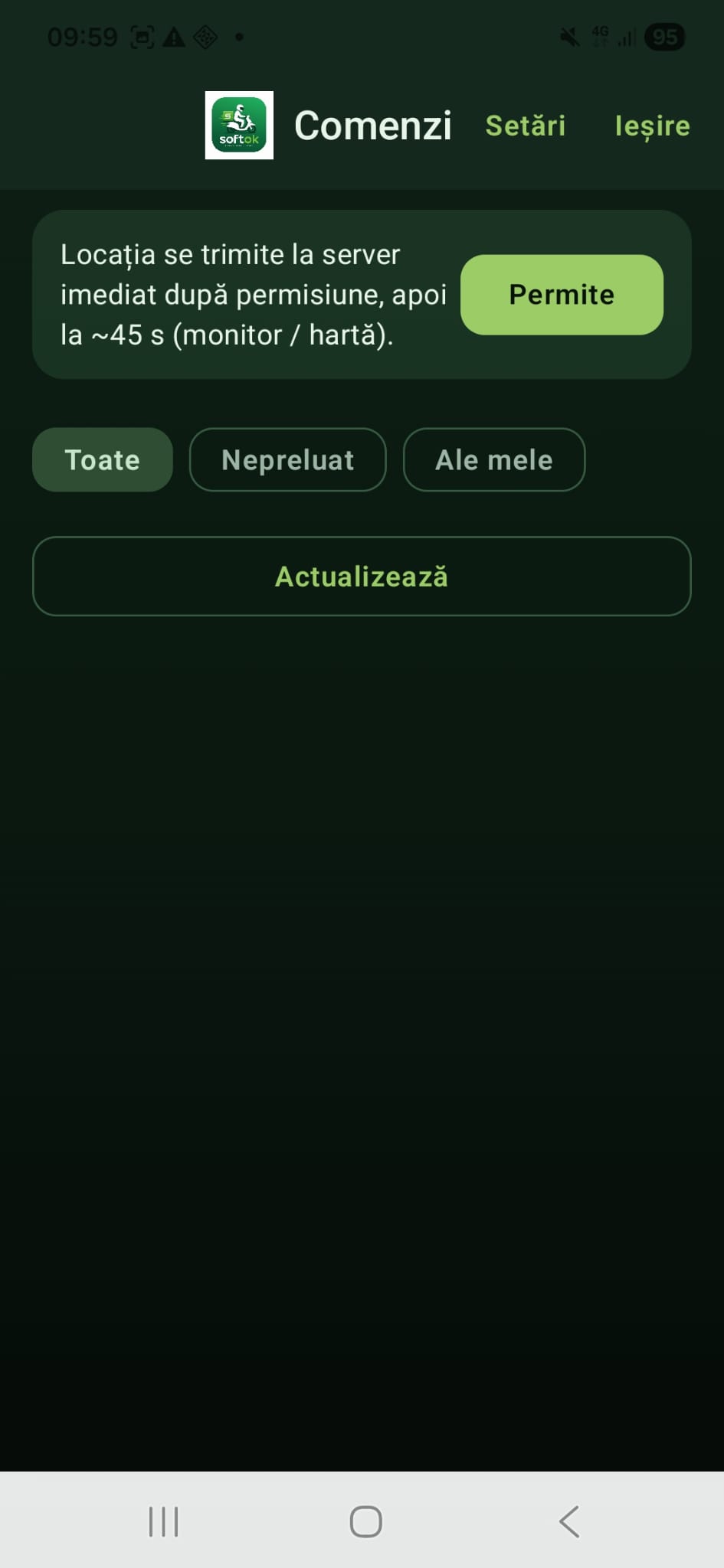 Ecran bucatarie comenzi