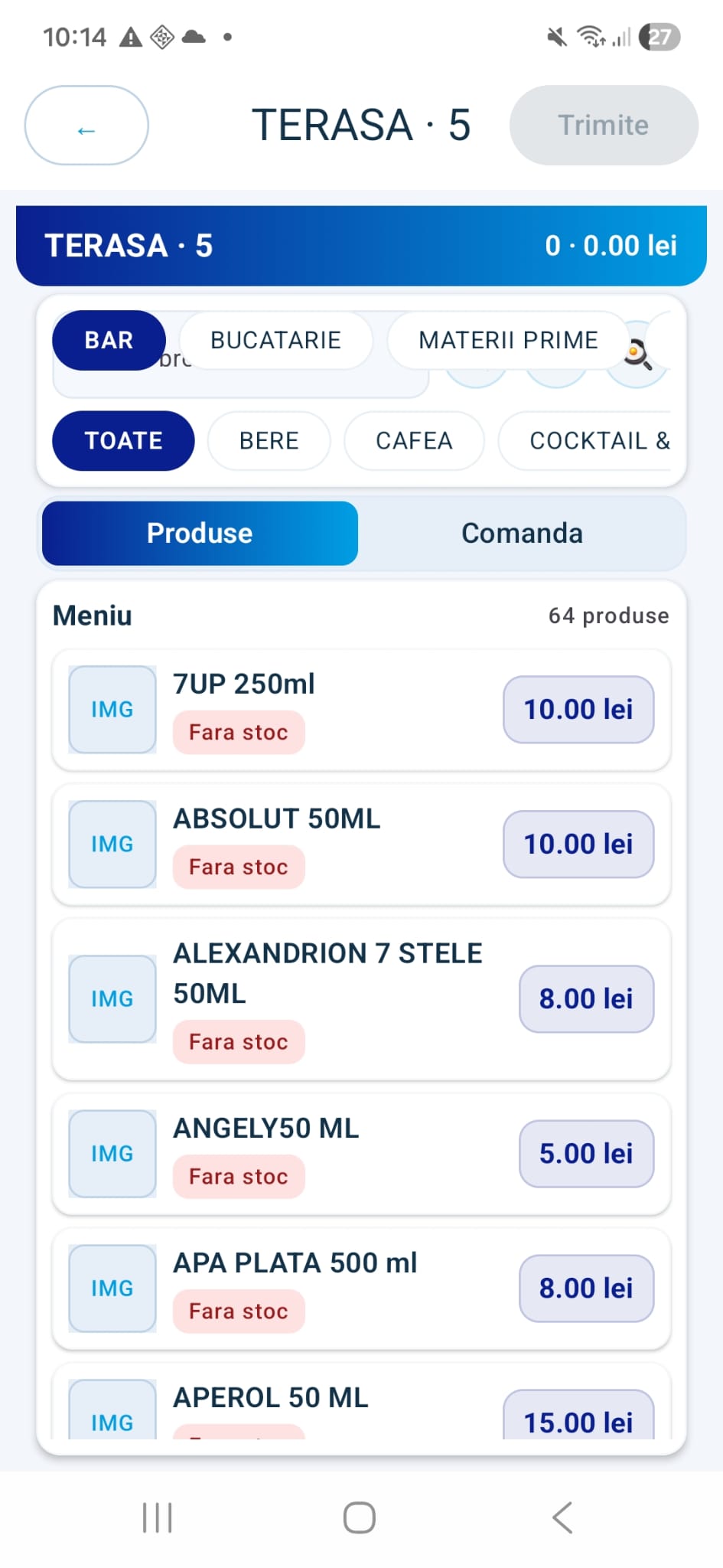 Status mese in timp real