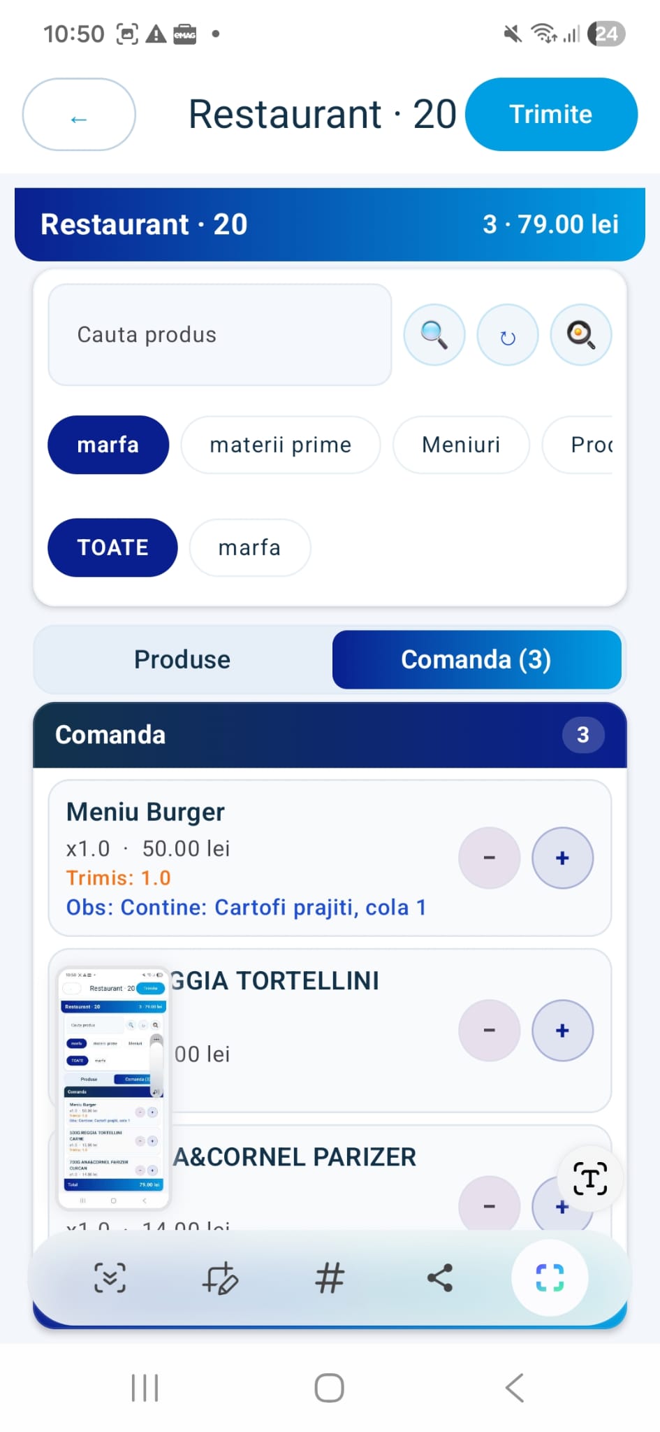 Comanda restaurant pe telefon