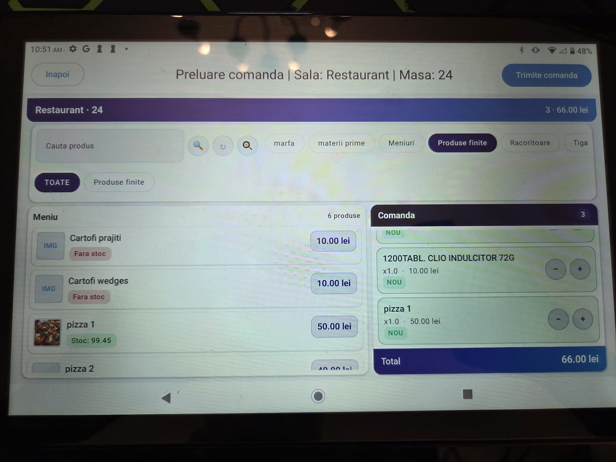 SoftOK 2.0 - preluare comanda pe tableta